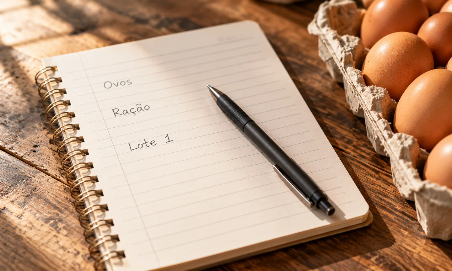AI-generated illustration: a notebook, pen and egg tray.
